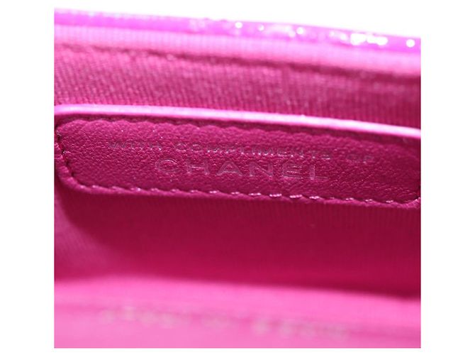 CHANEL Matelassé Pochette Charm Pelle Verniciata Rosa Argento CC Auth ti3561SAM - vista 20