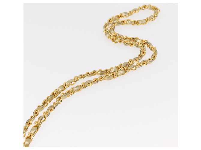 CHANEL Mini Matelassé Borsa a Spalla con Catena in Pelle di Agnello Oro CC Auth 152962 D'oro - vista 14