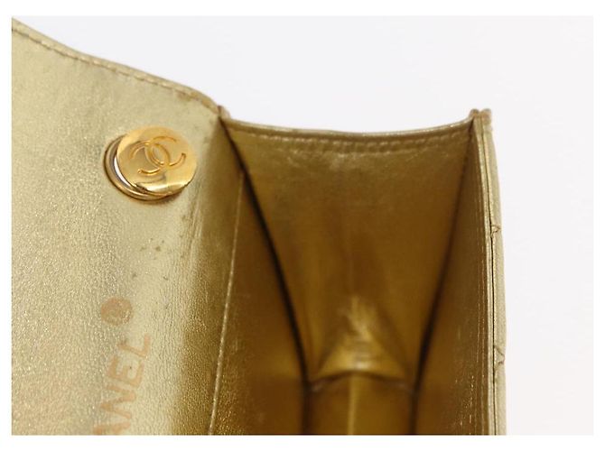 CHANEL Mini Matelassé Borsa a Spalla con Catena in Pelle di Agnello Oro CC Auth 152962 D'oro - vista 24