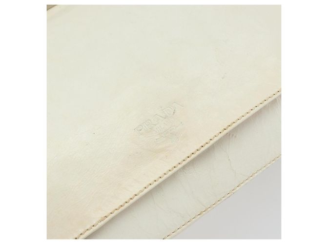 Borsa a Spalla in Pelle PRADA con Catena Bianca Auth 151883 Bianco - vista 17
