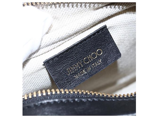 Pochette in pelle nera e argento con borchie Jimmy Choo Auth BA8065 Nero - vista 10