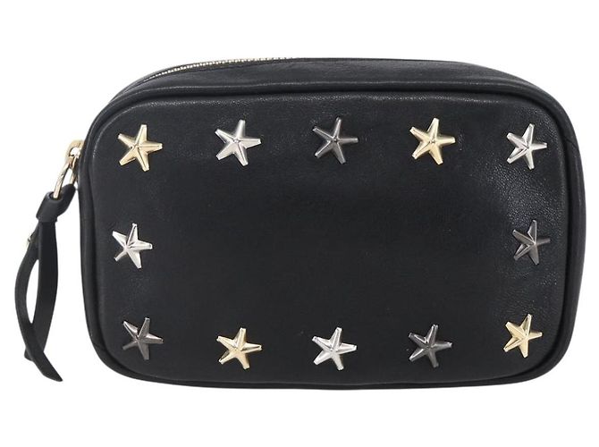Pochette in pelle nera e argento con borchie Jimmy Choo Auth BA8065 Nero - vista 13