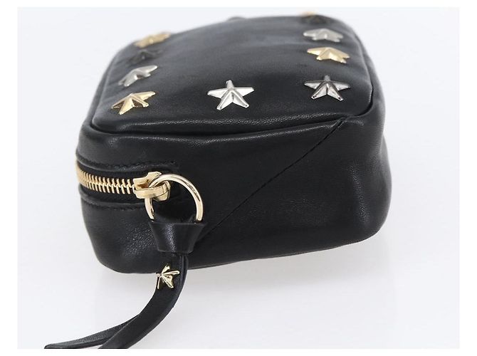 Pochette in pelle nera e argento con borchie Jimmy Choo Auth BA8065 Nero - vista 3