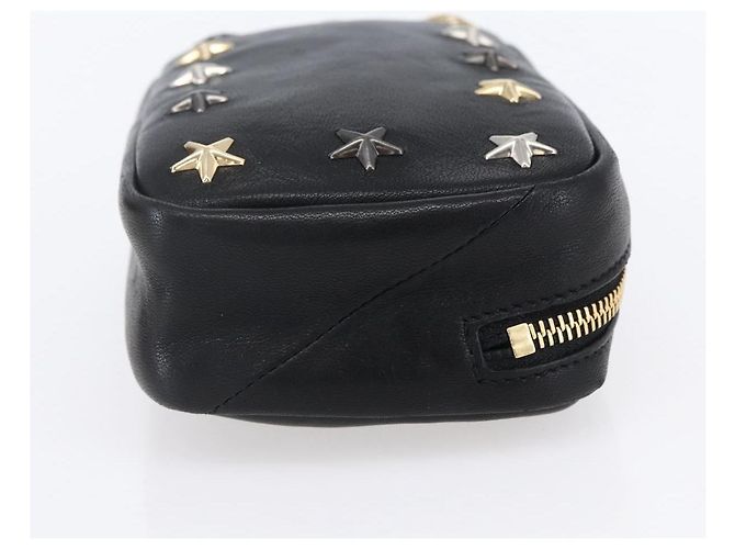 Pochette in pelle nera e argento con borchie Jimmy Choo Auth BA8065 Nero - vista 4