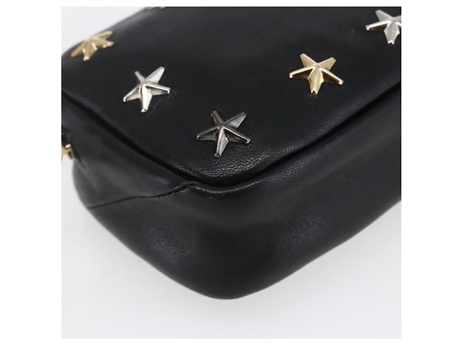 Pochette in pelle nera e argento con borchie Jimmy Choo Auth BA8065 Nero - vista 8