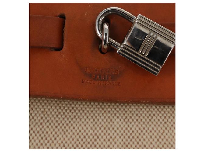 Hermès HERMES Herbag Tower Ash A Dos PM Zaino Canvas Beige Argento Auth 150848 - vista 10