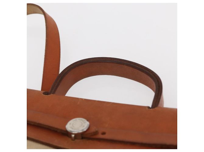 Hermès HERMES Herbag Tower Ash A Dos PM Zaino Canvas Beige Argento Auth 150848 - vista 14