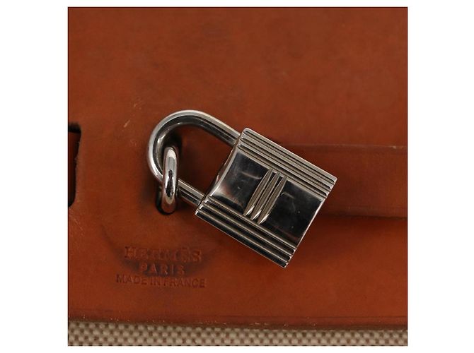 Hermès HERMES Herbag Tower Ash A Dos PM Zaino Canvas Beige Argento Auth 150848 - vista 20