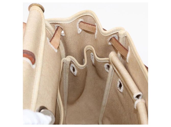 Hermès HERMES Herbag Tower Ash A Dos PM Zaino Canvas Beige Argento Auth 150848 - vista 21