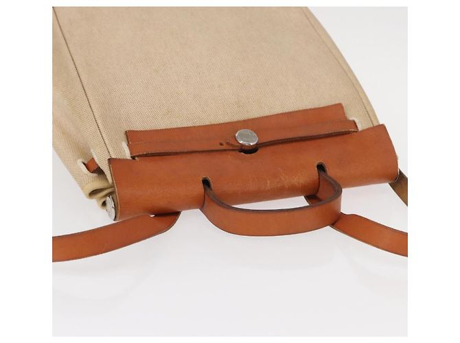 Hermès HERMES Herbag Tower Ash A Dos PM Zaino Canvas Beige Argento Auth 150848 - vista 6