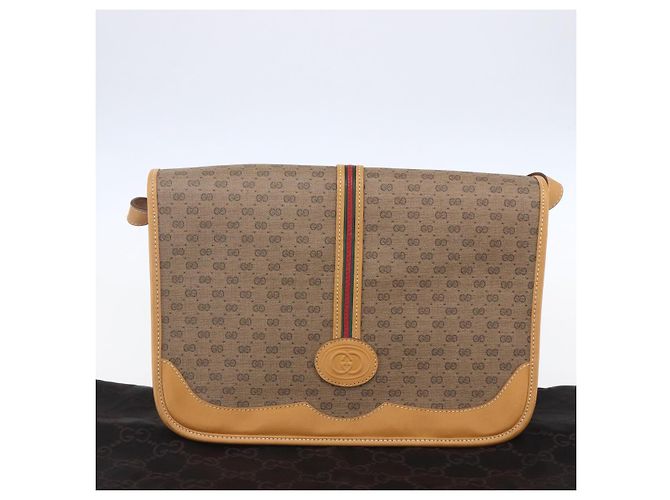 Gucci Borsa a Spalla Micro GG Supreme PVC Beige Oro 001 104 0551 Auth SW1765 D'oro - vista 12
