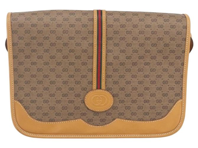 Gucci Borsa a Spalla Micro GG Supreme PVC Beige Oro 001 104 0551 Auth SW1765 D'oro - vista 13