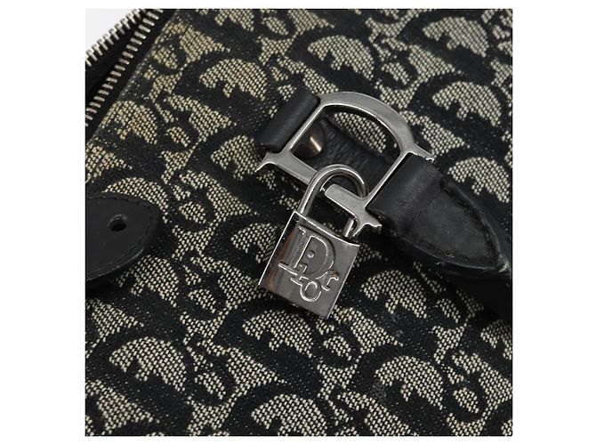 Borsa Boston Mini in Tela Trotter Christian Dior Nera Argento Auth 152631 Nero - vista 10