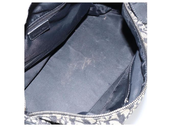 Borsa Boston Mini in Tela Trotter Christian Dior Nera Argento Auth 152631 Nero - vista 11