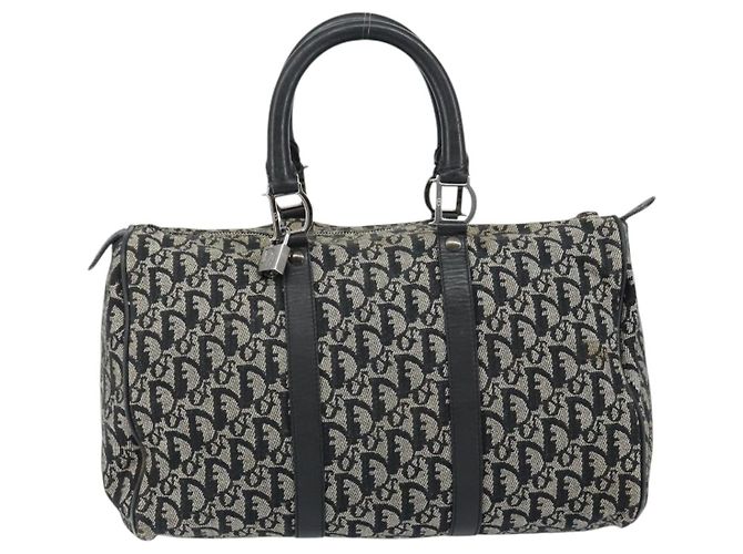 Borsa Boston Mini in Tela Trotter Christian Dior Nera Argento Auth 152631 Nero - vista 13