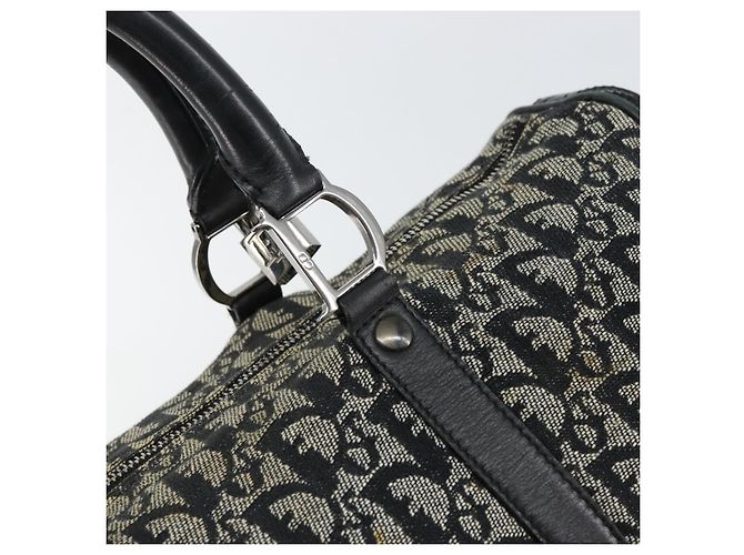 Borsa Boston Mini in Tela Trotter Christian Dior Nera Argento Auth 152631 Nero - vista 18