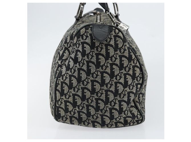 Borsa Boston Mini in Tela Trotter Christian Dior Nera Argento Auth 152631 Nero - vista 3