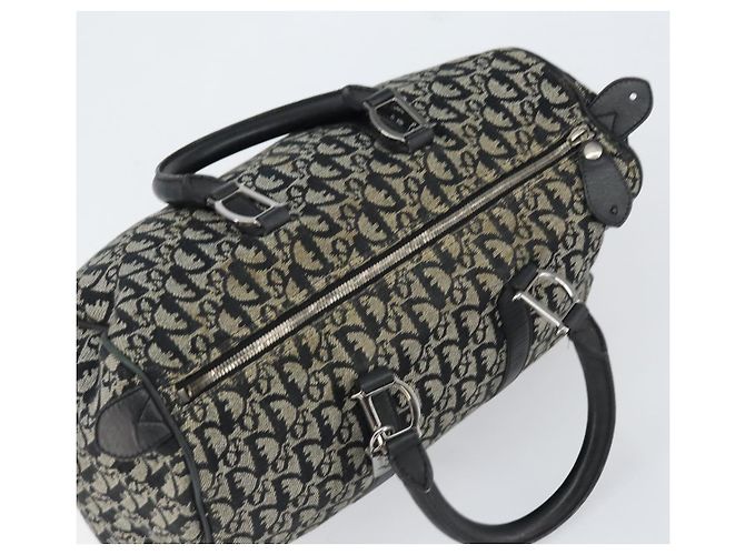 Borsa Boston Mini in Tela Trotter Christian Dior Nera Argento Auth 152631 Nero - vista 6