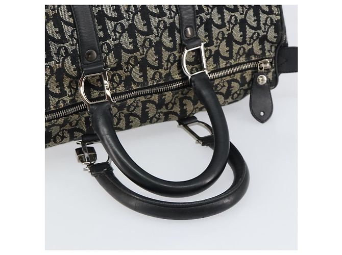 Borsa Boston Mini in Tela Trotter Christian Dior Nera Argento Auth 152631 Nero - vista 7