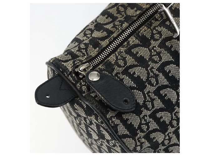 Borsa Boston Mini in Tela Trotter Christian Dior Nera Argento Auth 152631 Nero - vista 9