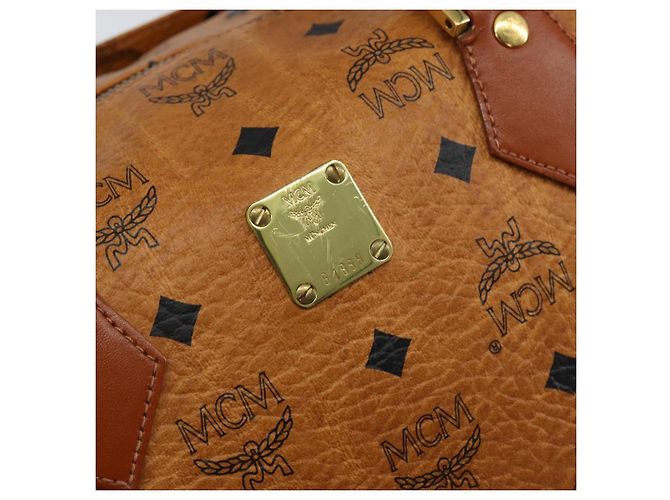 Borsa MCM Logogram Vicetos in pelle PVC marrone e oro Auth gh1221 D'oro - vista 12
