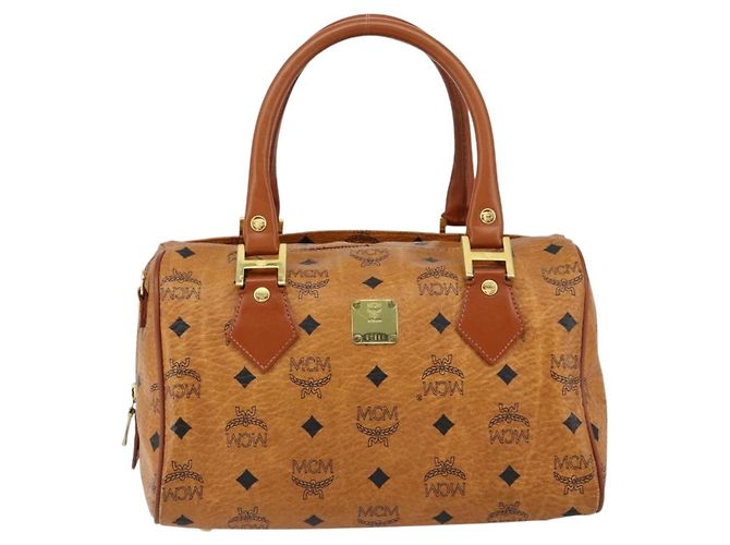 Borsa MCM Logogram Vicetos in pelle PVC marrone e oro Auth gh1221 D'oro - vista 13