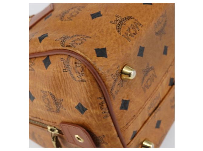 Borsa MCM Logogram Vicetos in pelle PVC marrone e oro Auth gh1221 D'oro - vista 14