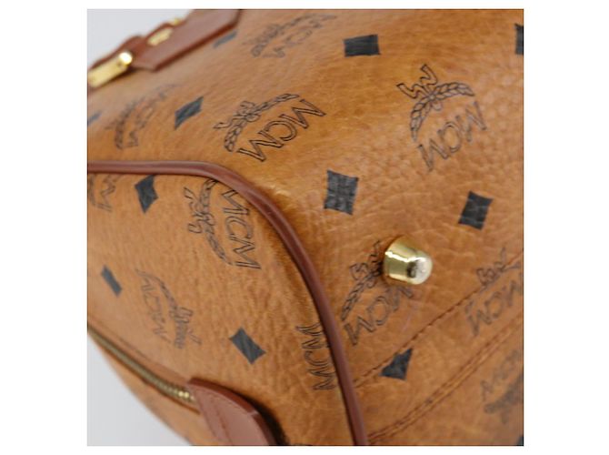 Borsa MCM Logogram Vicetos in pelle PVC marrone e oro Auth gh1221 D'oro - vista 16