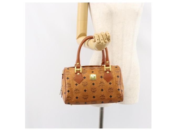 Borsa MCM Logogram Vicetos in pelle PVC marrone e oro Auth gh1221 D'oro - vista 23