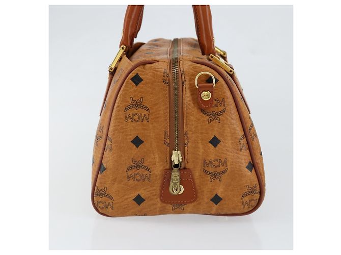 Borsa MCM Logogram Vicetos in pelle PVC marrone e oro Auth gh1221 D'oro - vista 3