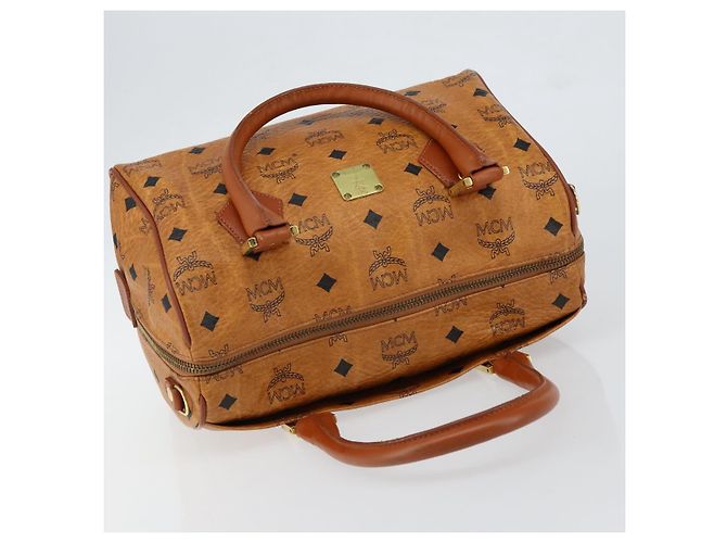 Borsa MCM Logogram Vicetos in pelle PVC marrone e oro Auth gh1221 D'oro - vista 6