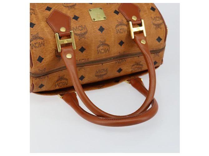 Borsa MCM Logogram Vicetos in pelle PVC marrone e oro Auth gh1221 D'oro - vista 7