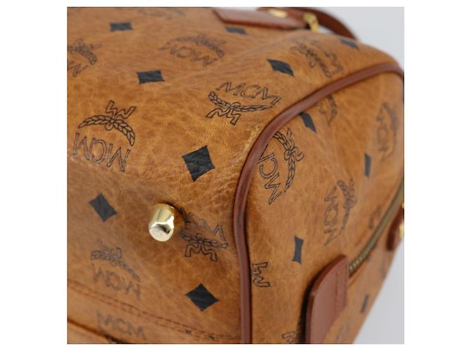Borsa MCM Logogram Vicetos in pelle PVC marrone e oro Auth gh1221 D'oro - vista 9