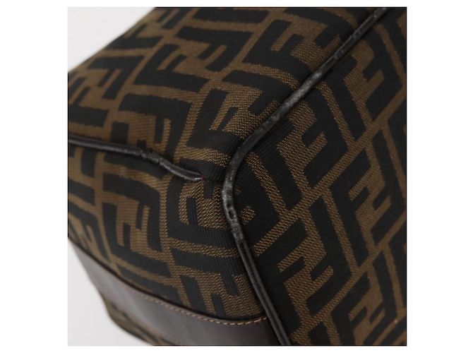 Borsa Vanity in Tela Zucca FENDI Nera Marrone Auth 147545 Nero - vista 15
