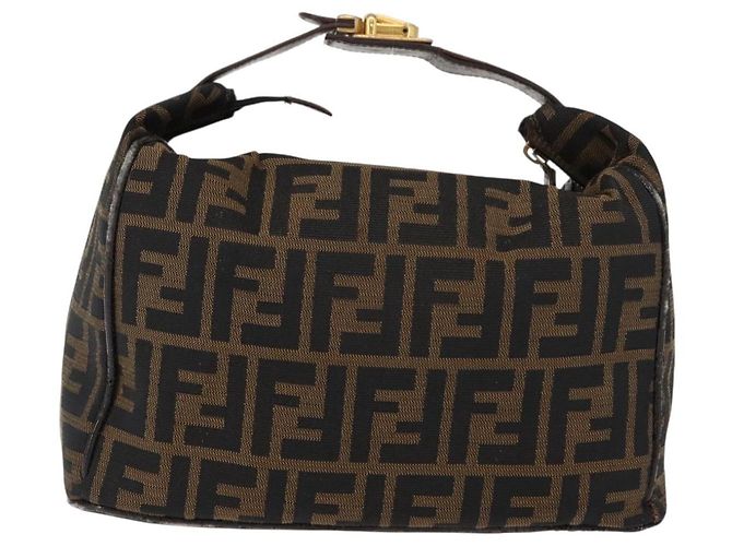 Borsa Vanity in Tela Zucca FENDI Nera Marrone Auth 147545 Nero - vista 2