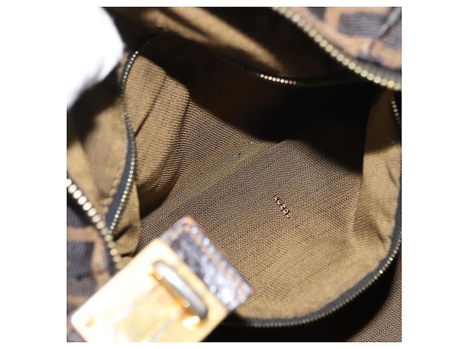 Borsa Vanity in Tela Zucca FENDI Nera Marrone Auth 147545 Nero - vista 21