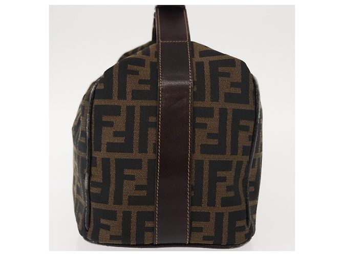 Borsa Vanity in Tela Zucca FENDI Nera Marrone Auth 147545 Nero - vista 3