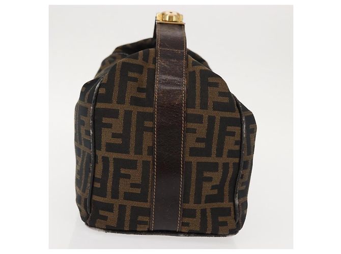 Borsa Vanity in Tela Zucca FENDI Nera Marrone Auth 147545 Nero - vista 4