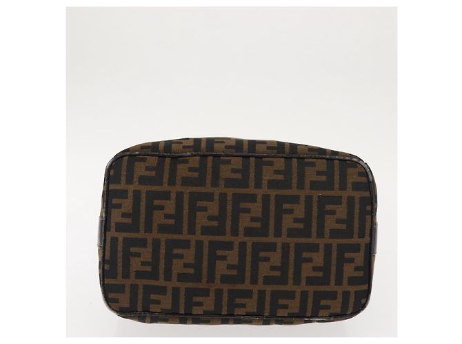 Borsa Vanity in Tela Zucca FENDI Nera Marrone Auth 147545 Nero - vista 5