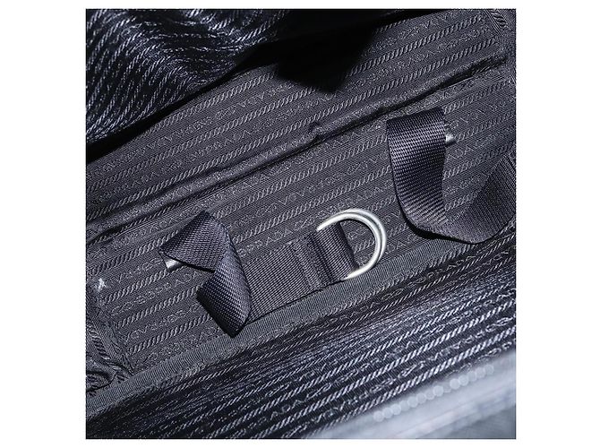 Borsa da lavoro PRADA in nylon nero e argento Auth bs30135 - vista 11