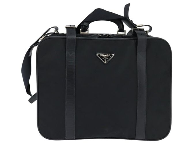 Borsa da lavoro PRADA in nylon nero e argento Auth bs30135 - vista 13
