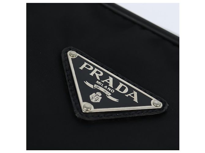 Borsa da lavoro PRADA in nylon nero e argento Auth bs30135 - vista 18