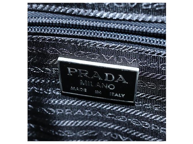 Borsa da lavoro PRADA in nylon nero e argento Auth bs30135 - vista 19
