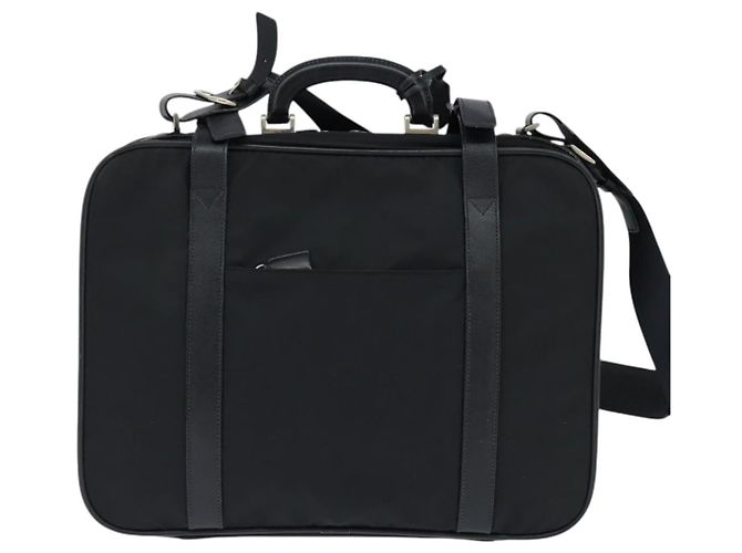 Borsa da lavoro PRADA in nylon nero e argento Auth bs30135 - vista 2