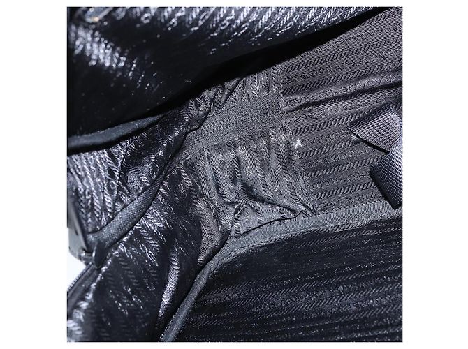Borsa da lavoro PRADA in nylon nero e argento Auth bs30135 - vista 21