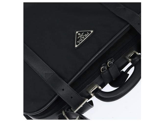 Borsa da lavoro PRADA in nylon nero e argento Auth bs30135 - vista 6