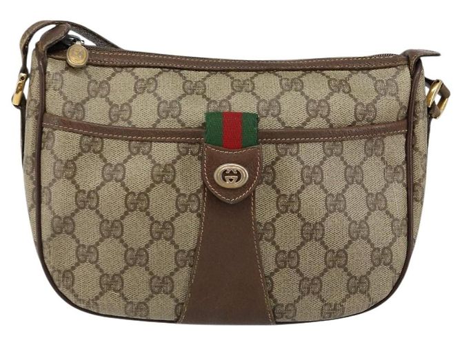 Borsa a Spalla Gucci GG Supreme Web Sherry Line PVC Beige 89 02 032 Auth 146752 D'oro - vista 13
