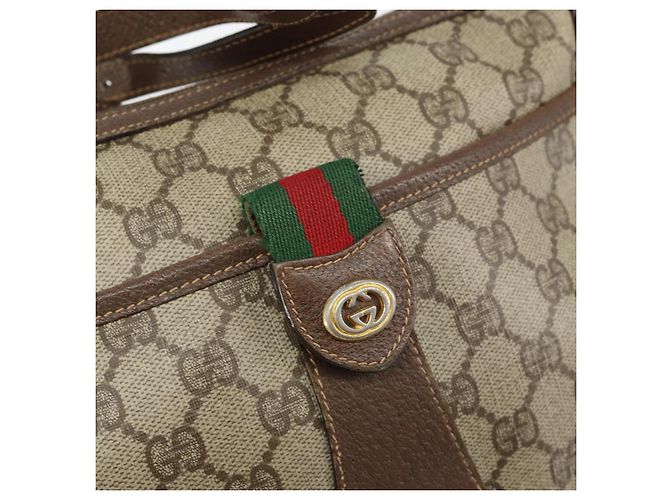 Borsa a Spalla Gucci GG Supreme Web Sherry Line PVC Beige 89 02 032 Auth 146752 D'oro - vista 18