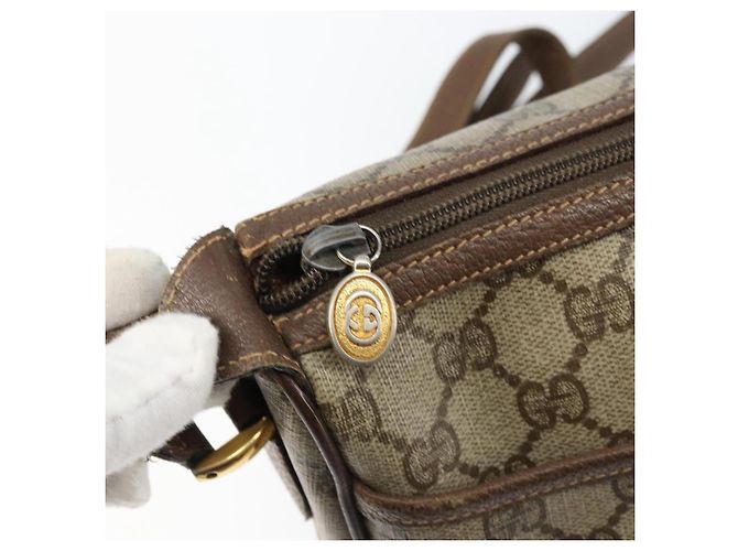 Borsa a Spalla Gucci GG Supreme Web Sherry Line PVC Beige 89 02 032 Auth 146752 D'oro - vista 19