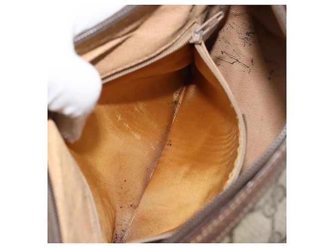 Borsa a Spalla Gucci GG Supreme Web Sherry Line PVC Beige 89 02 032 Auth 146752 D'oro - vista 23